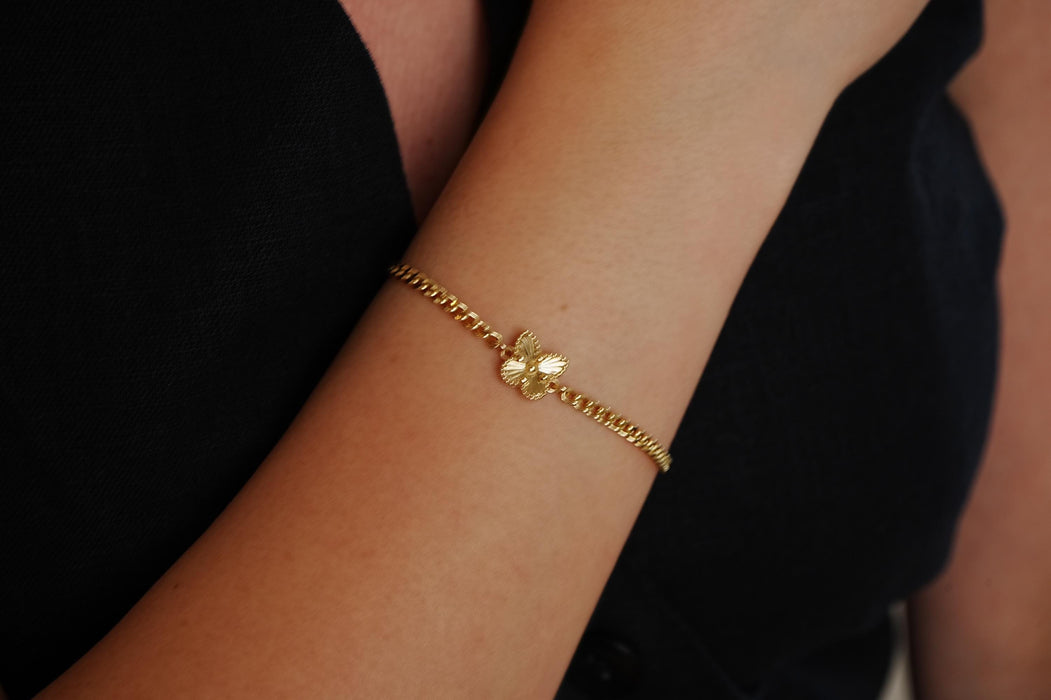 Delicate 14k Gold Butterfly Bracelet