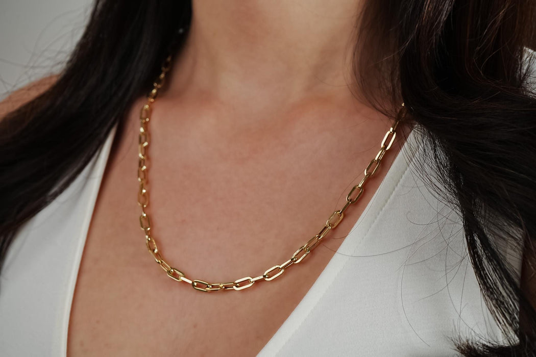 14K Gold Paperclip Chain Necklace