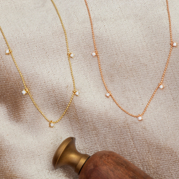 Dainty CZ Station Necklace