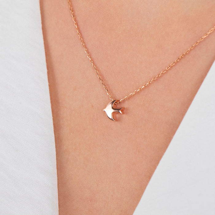 Gold Tiny Bird Pendant Necklace