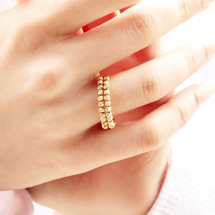 14K Solid Gold Beaded Ring