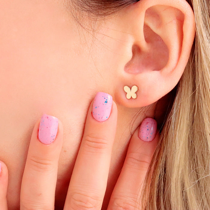 Delicate 14k Gold Butterfly Stud Earrings