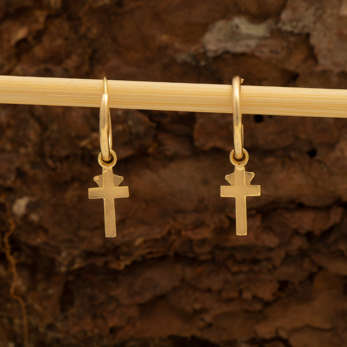 Gold Cross Hoop Earrings