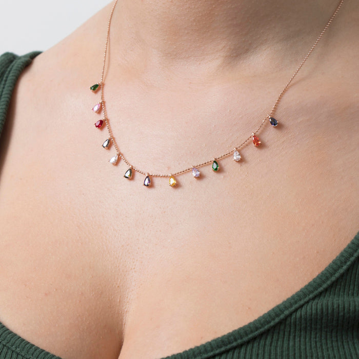 Multi Gemstone Station Necklace