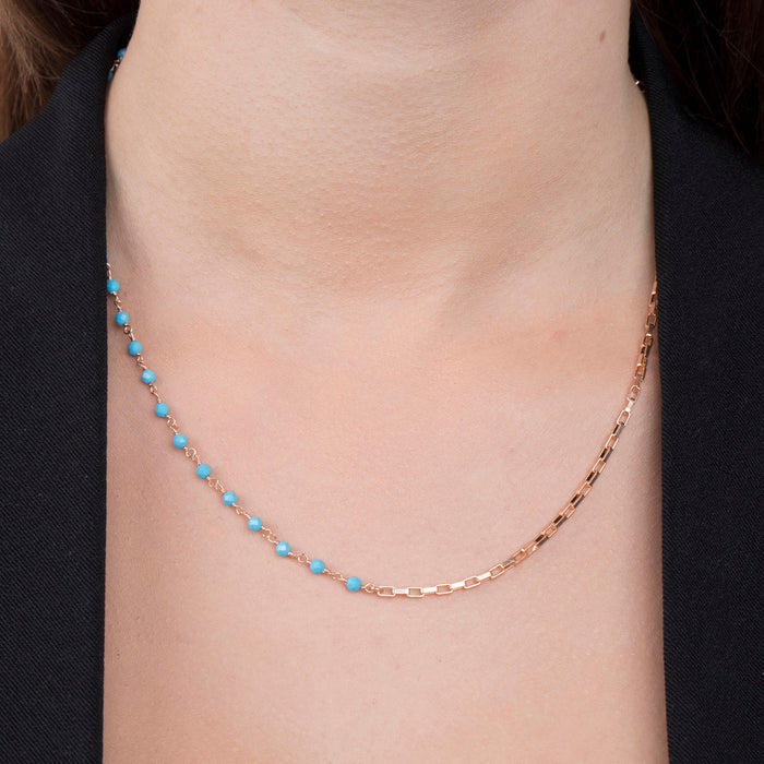 Elegant Turquoise & Gold Chain Necklace