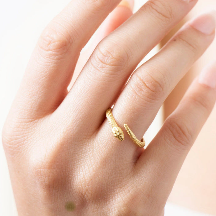 Dainty 14k Gold Snake Ring