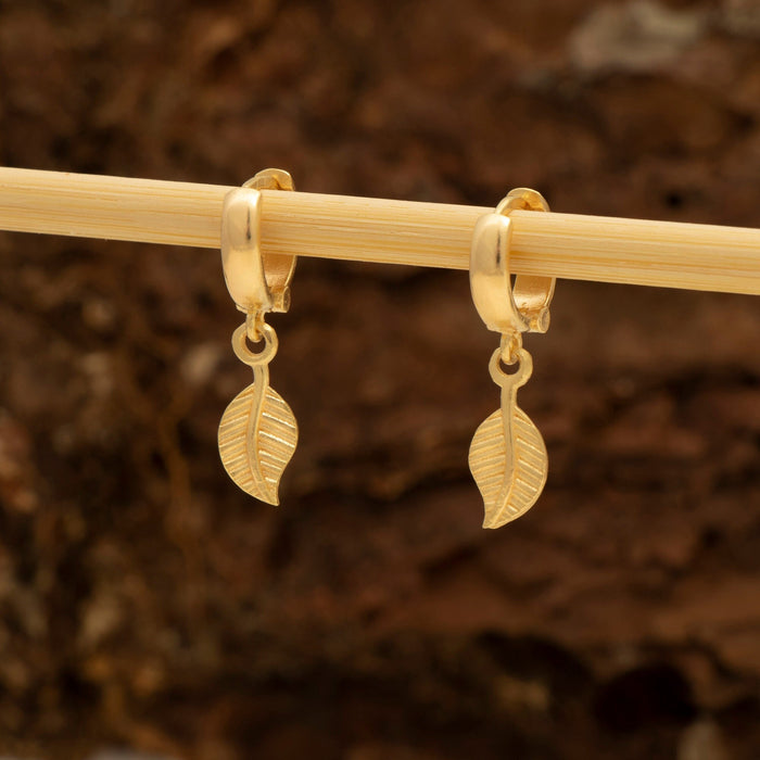 Gold Leaf Hoop Earrings
