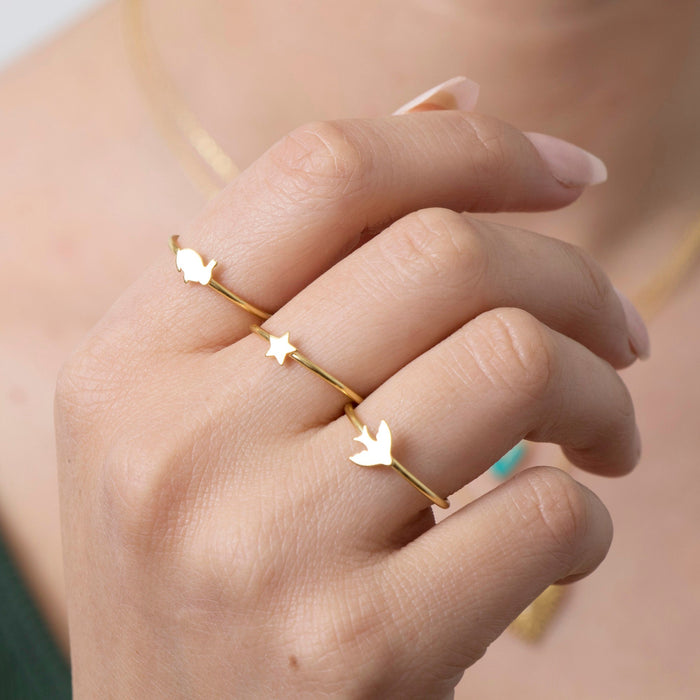 Dainty 14k Gold Star Ring