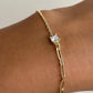 Paperclip Chain Bracelet with Solitaire Stone