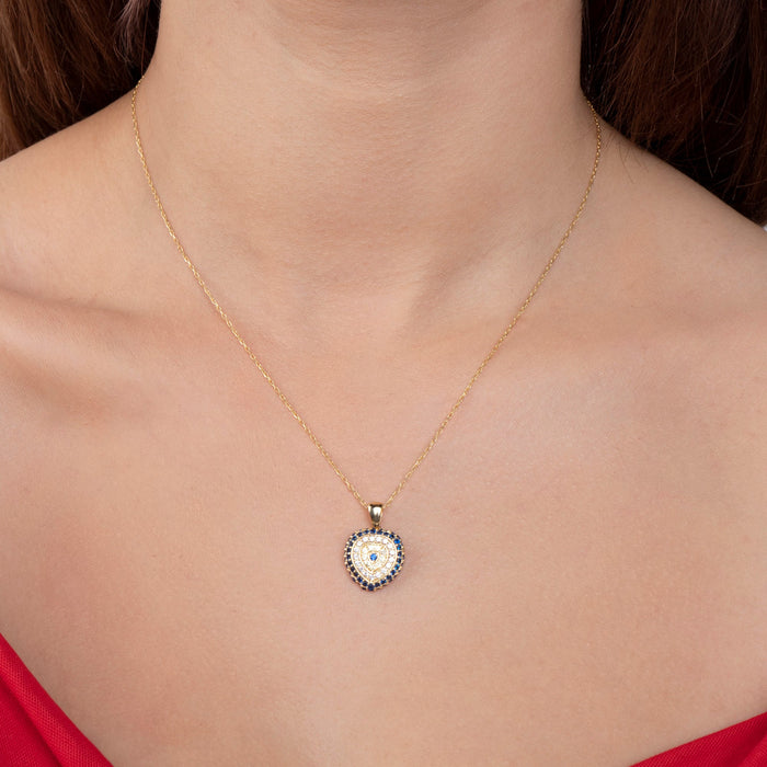 Dainty Gold Evil Eye Protection Charm Necklace