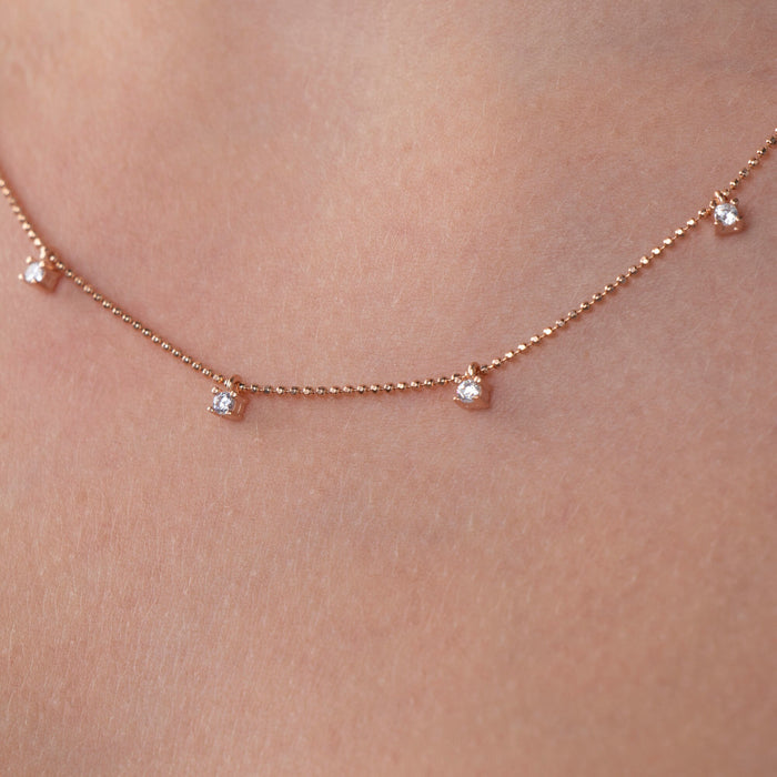 Dainty CZ Station Necklace