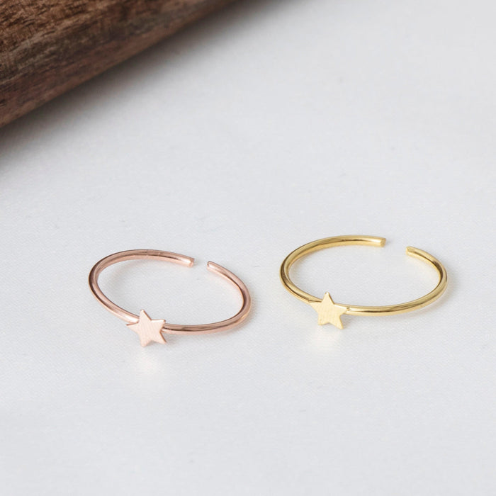Dainty 14k Gold Star Ring