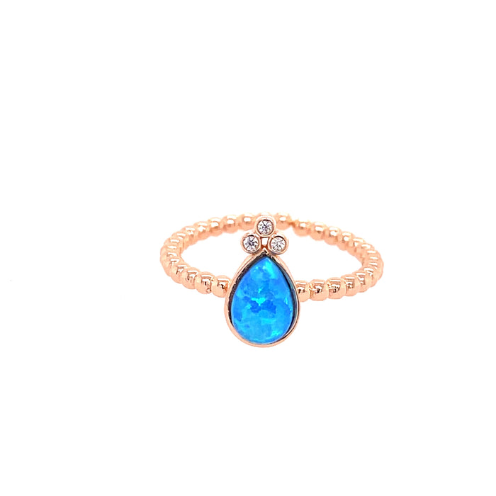 Teardrop Blue Opal Ring