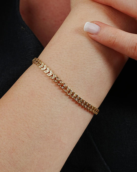 14K Solid Gold Chevron Bracelet