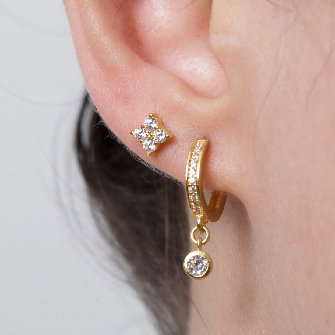 CZ Huggie Hoop Earrings