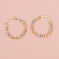 Tricolor Beaded Huggie Hoop Earrings