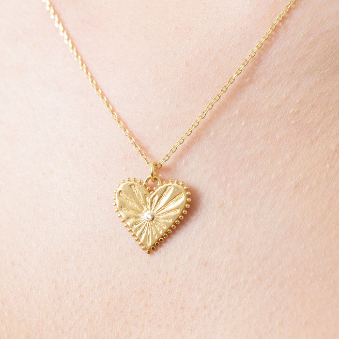 Dainty 14k Gold Vermeil Heart Pendant Necklace