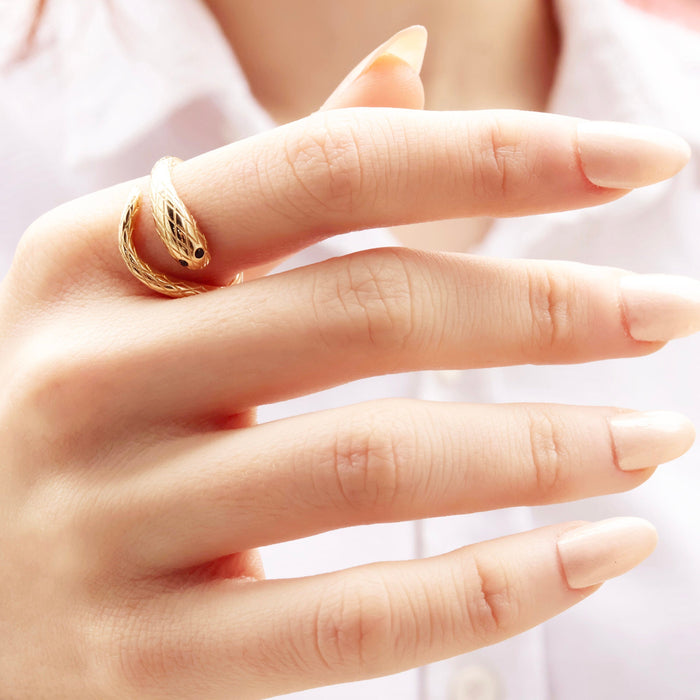 14k Gold Minimalist Snake Wrap Ring