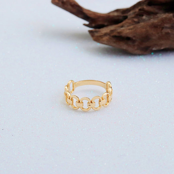 Elegant 14k Solid Gold Chain Link Statement Ring