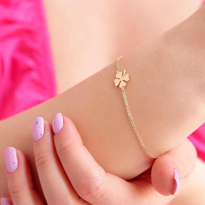 14k Gold Four Leaf Clover Bracelet
