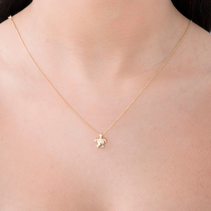 Rose Gold Sea Turtle Pendant Necklace