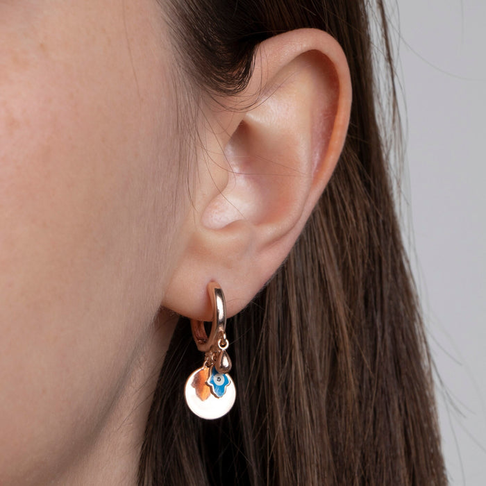 Dainty Hamsa Evil Eye Hoop Earrings