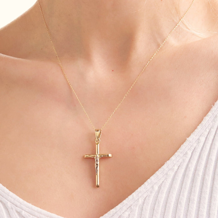 14k Gold Crucifix Pendant Necklace