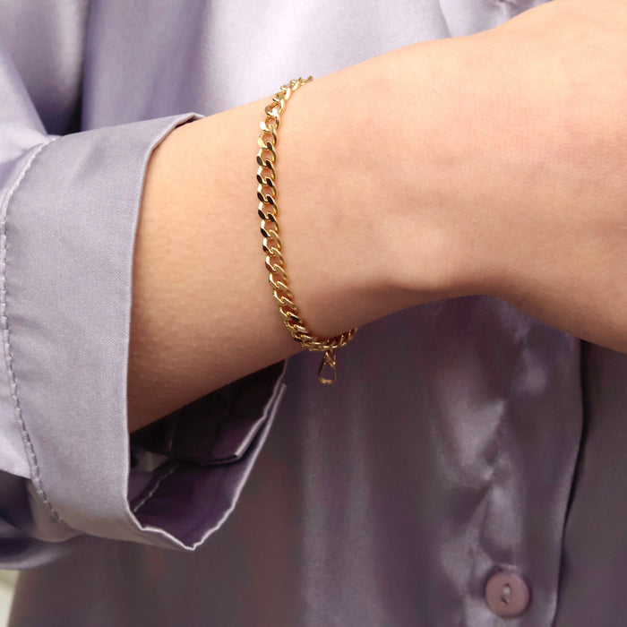 14k Solid Gold Cuban Chain Bracelet