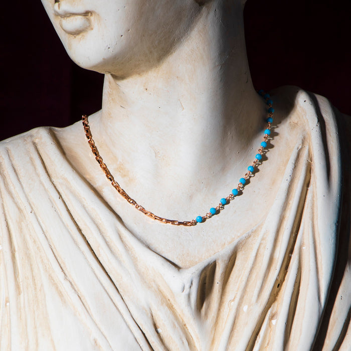 Elegant Turquoise & Gold Chain Necklace