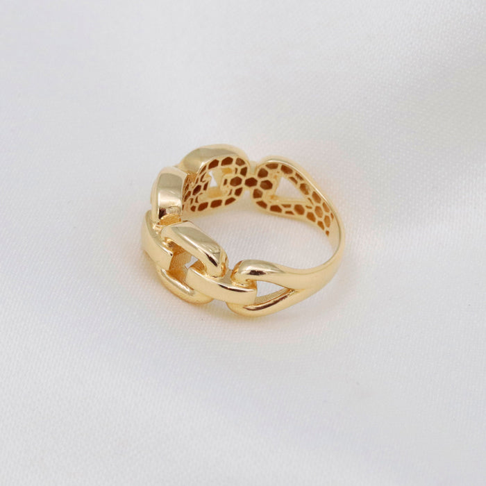 14k Solid Gold Chunky Cuban Link Statement Ring