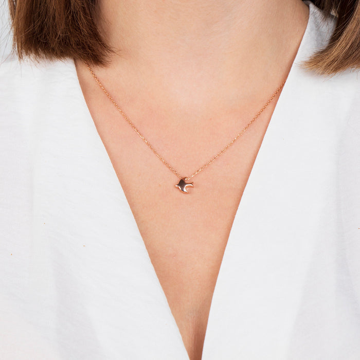 Gold Tiny Bird Pendant Necklace