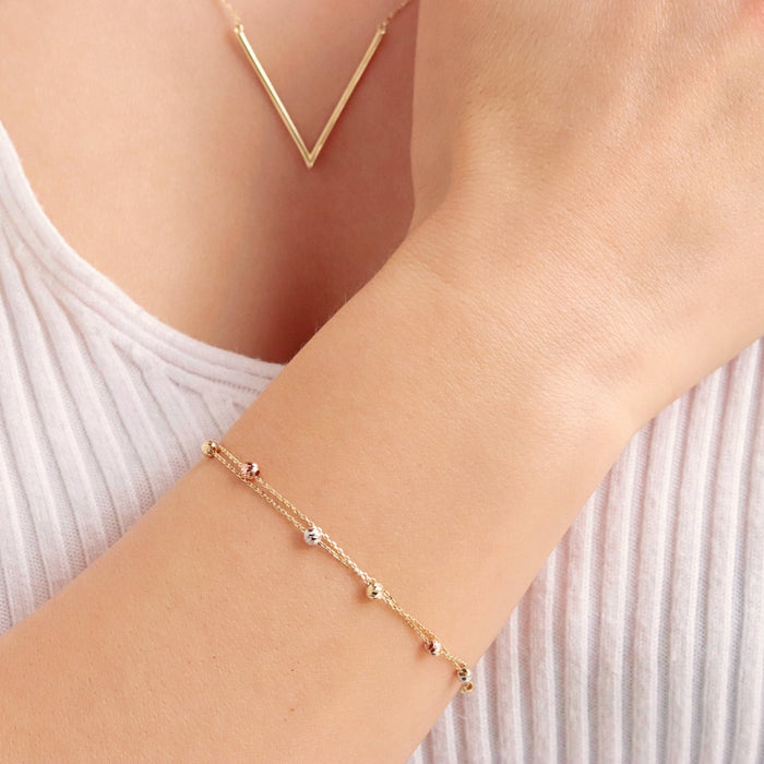 14K Solid Gold Ball Chain Bracelet