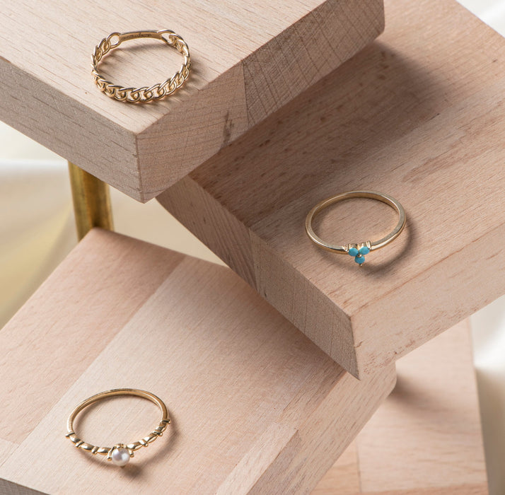 14K Solid Gold Chain Ring