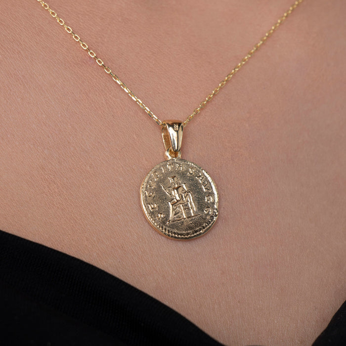 14k Gold Vermeil Coin Necklace