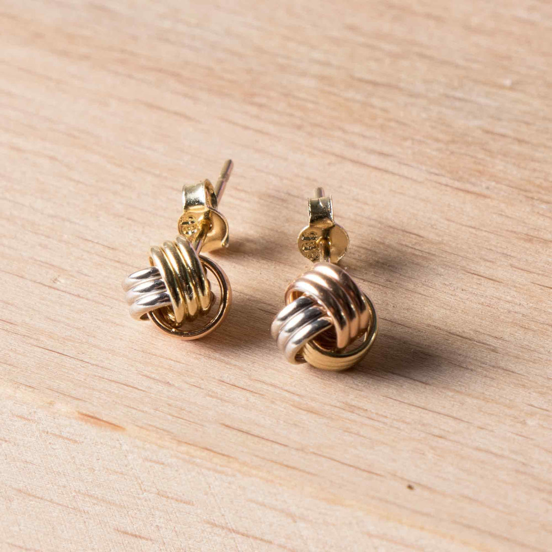 Tricolor Love Knot Stud Earrings