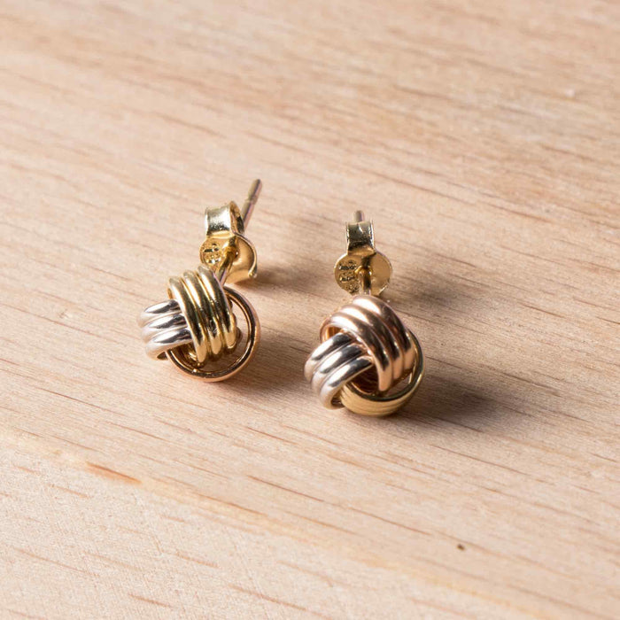 14k Solid Gold Love Knot Stud Earrings