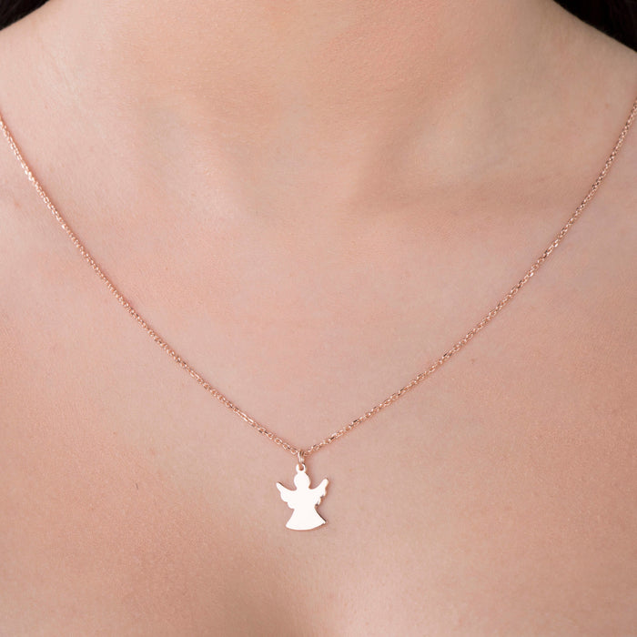 Minimalist 14k Gold Angel Necklace