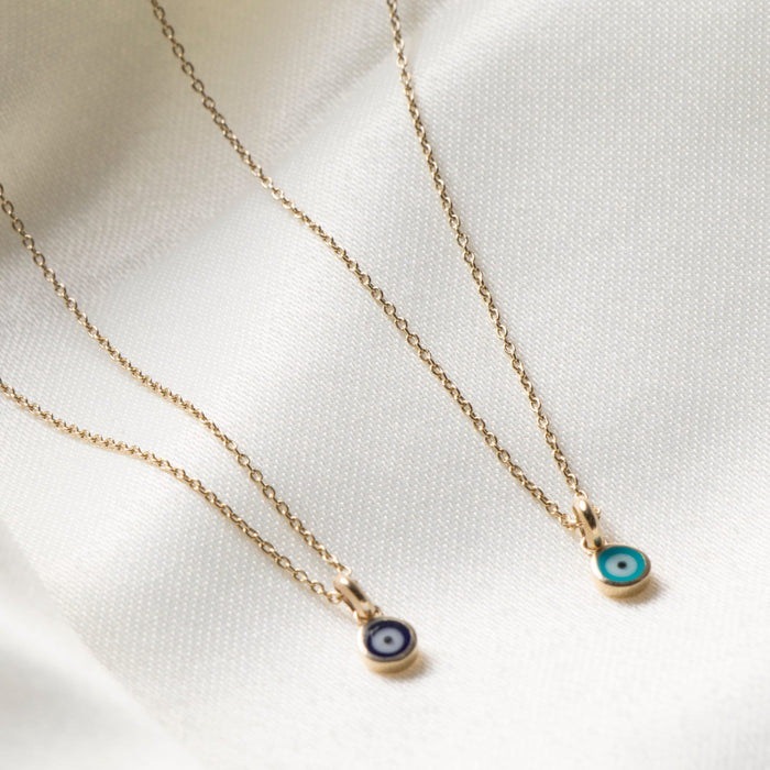14k Solid Gold Minimalist Evil Eye Protection Charm