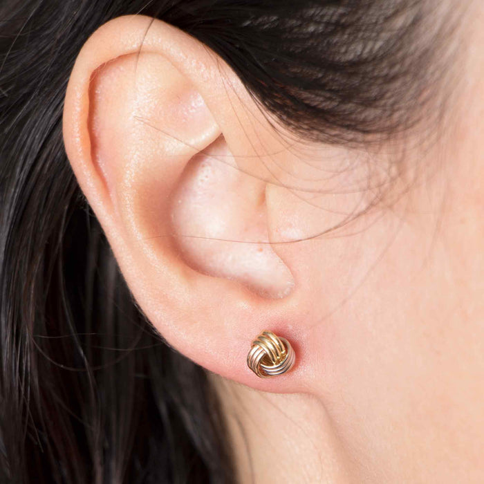 14k Solid Gold Love Knot Stud Earrings