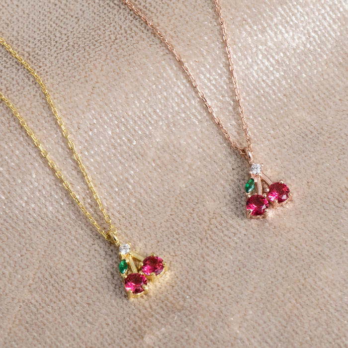 Dainty Cherry Pendant Necklace