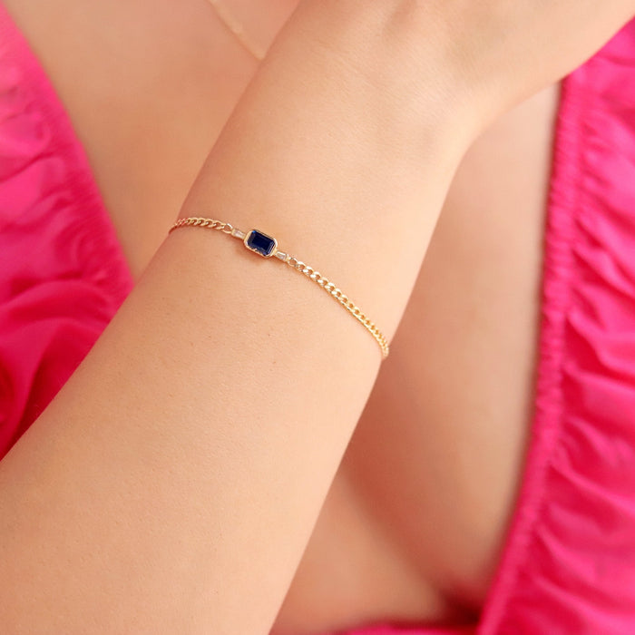 14k Solid Gold Sapphire Bracelet