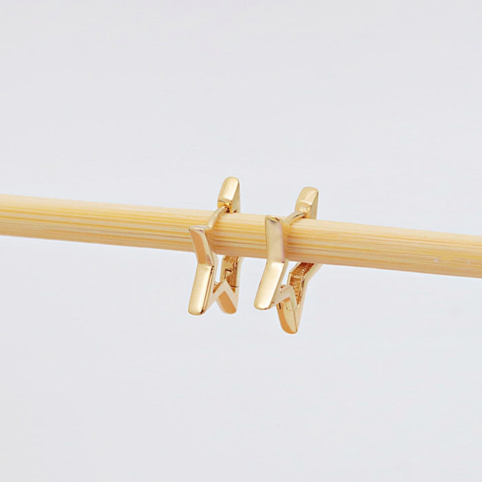 14k Gold Celestial Star Huggie Hoops