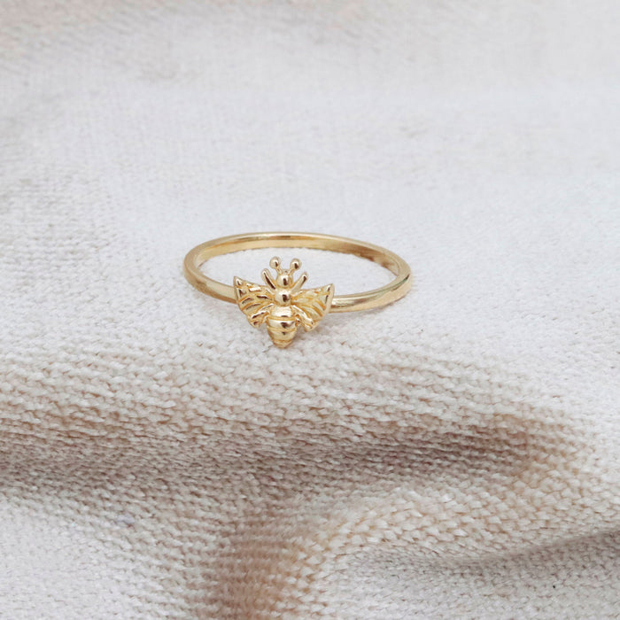 Delicate 14k Gold Honey Bee Ring