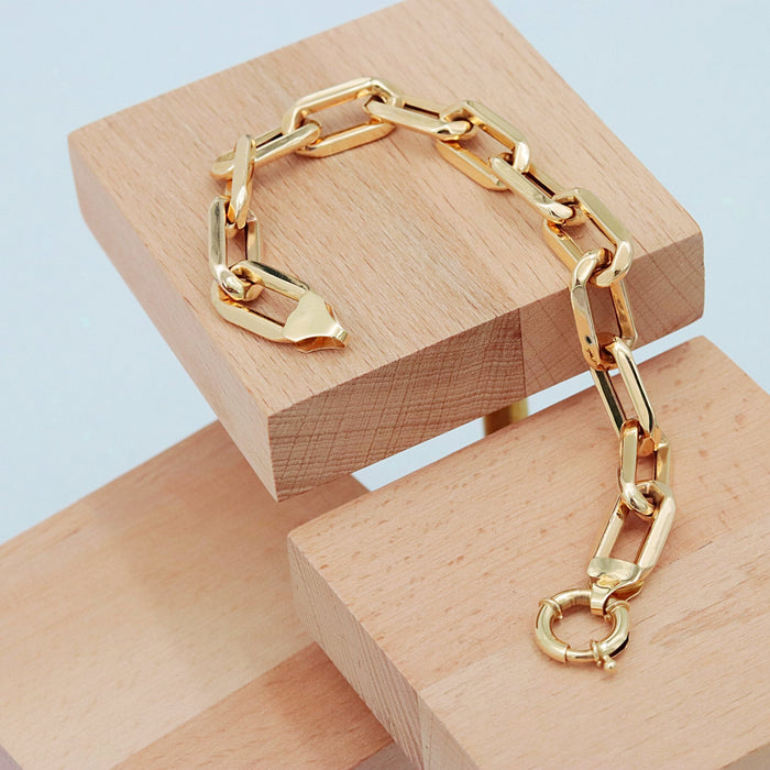 14k Solid Gold Paperclip Bracelet