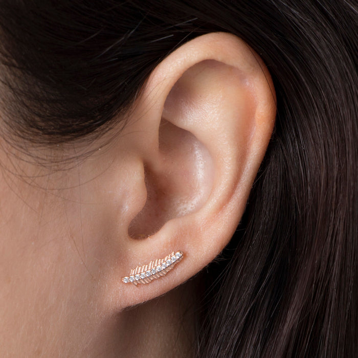 Elegant Feather Ear Climbers