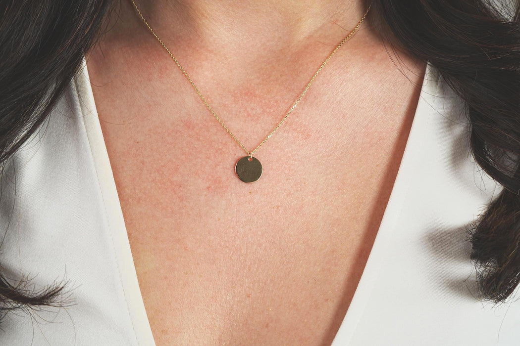 Dainty 14k Solid Gold Disc Necklace