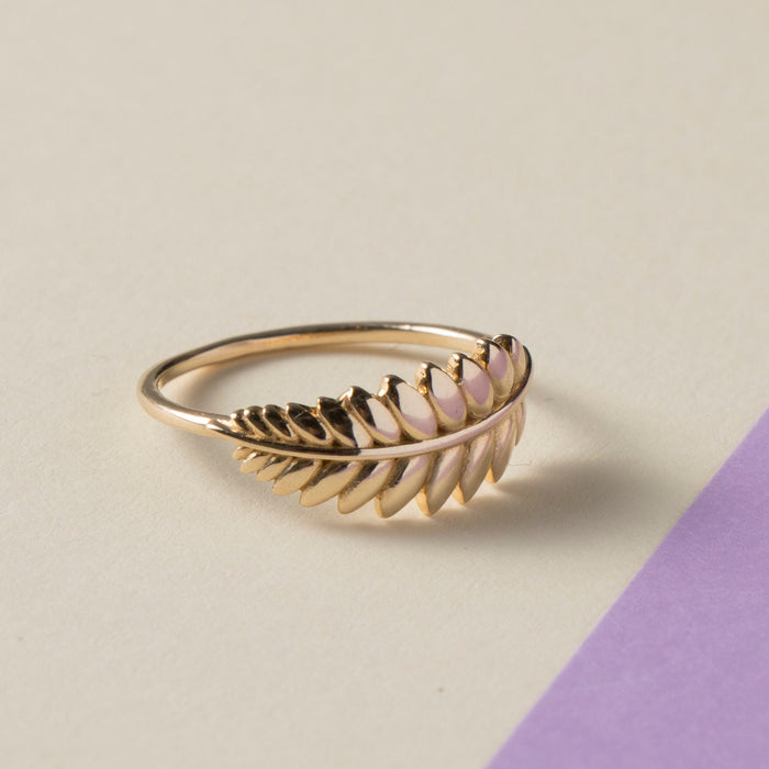14k Solid Gold Leaf Branch Ring