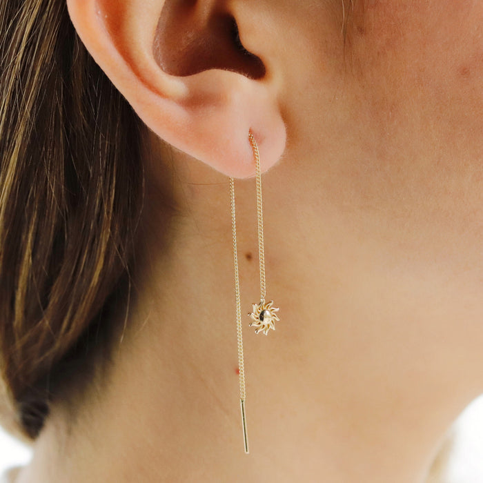 14k Solid Gold Star Chain Threader Earrings with Cuff