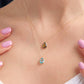 Blue Topaz & Quartz Gemstone Pendant Necklace