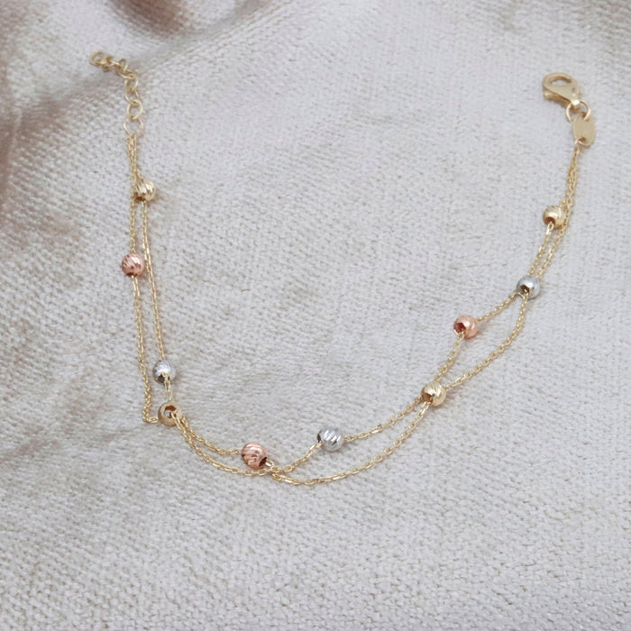 14K Solid Gold Ball Chain Bracelet